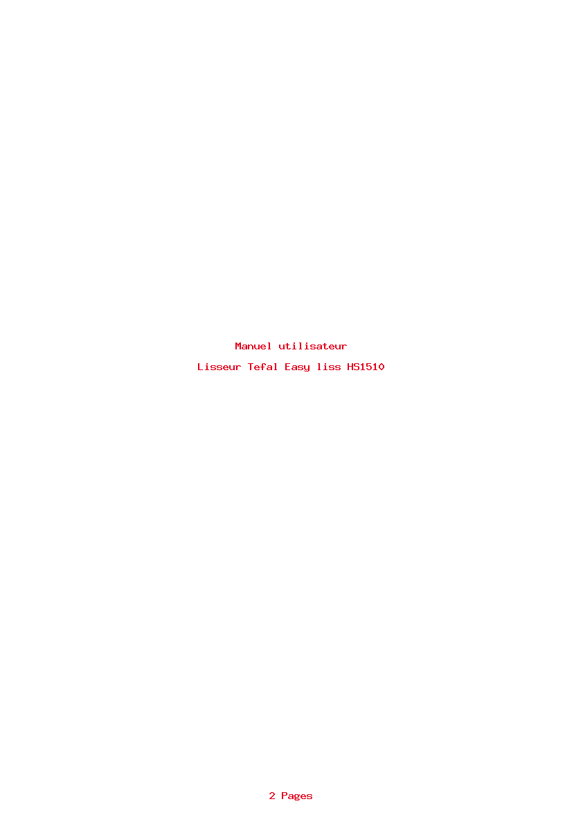 Page 1 de la notice Manuel utilisateur Tefal Easy liss HS1510