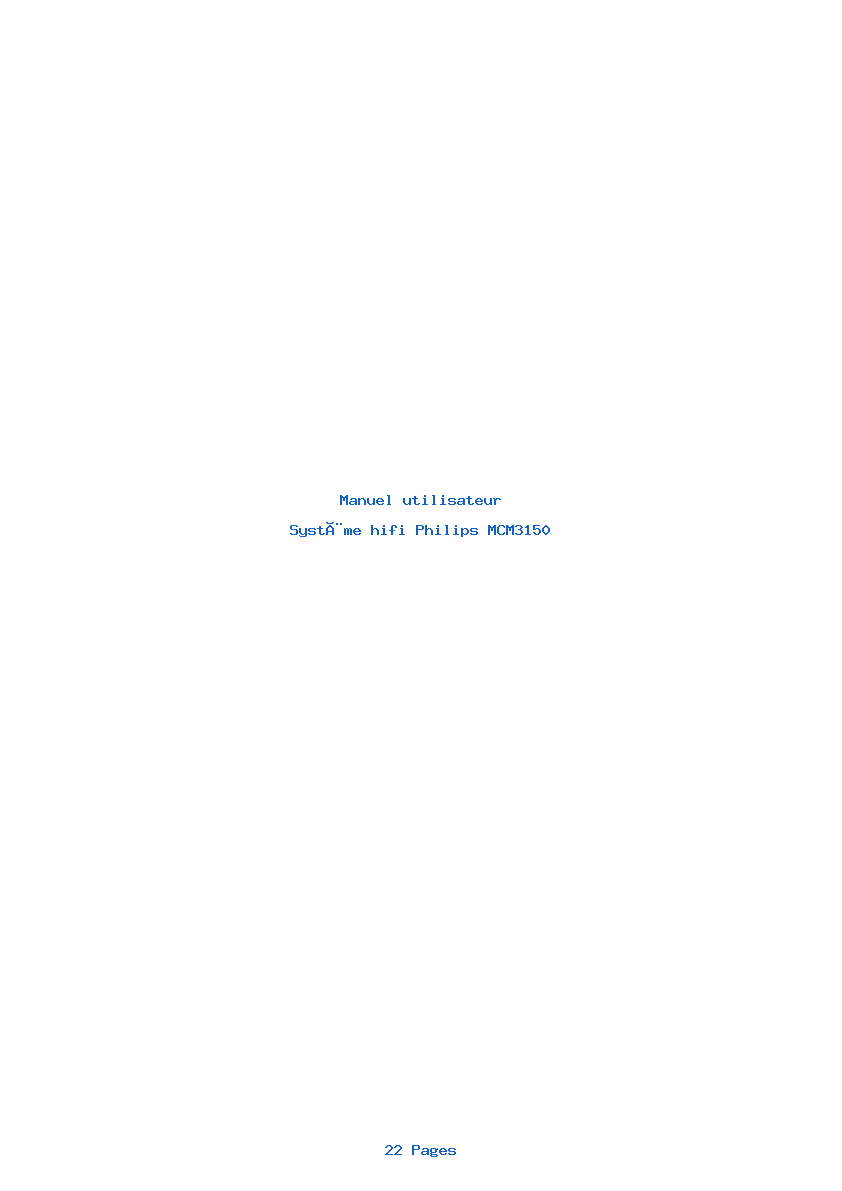 Page 1 de la notice Manuel utilisateur Philips MCM3150