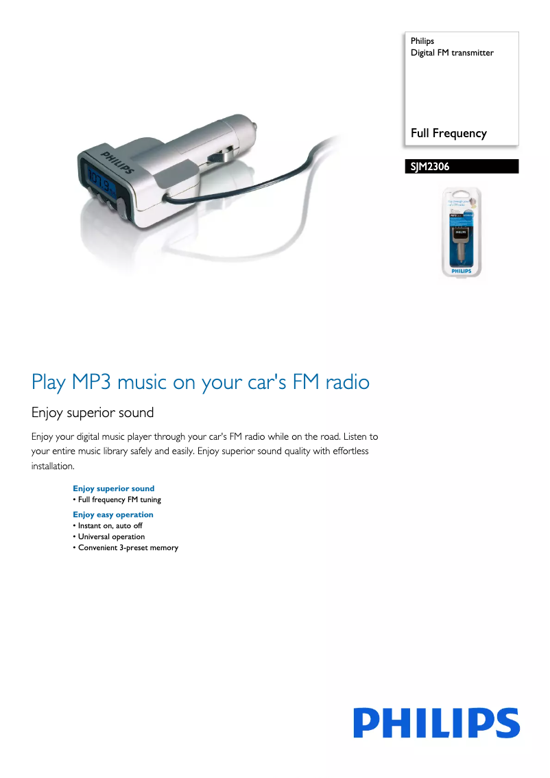 Page 1 de la notice Brochure Philips SJM2306