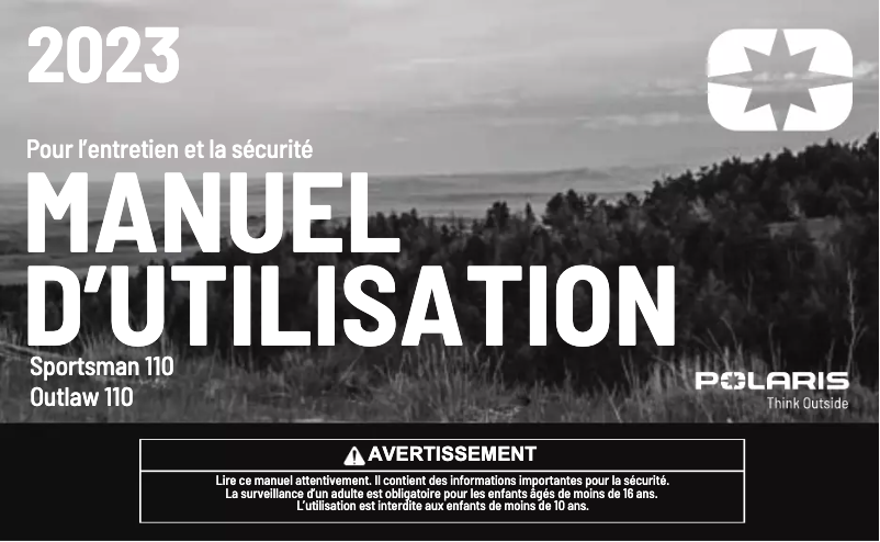 Page 1 de la notice Manuel utilisateur Polaris Sportsman 110 (2024)