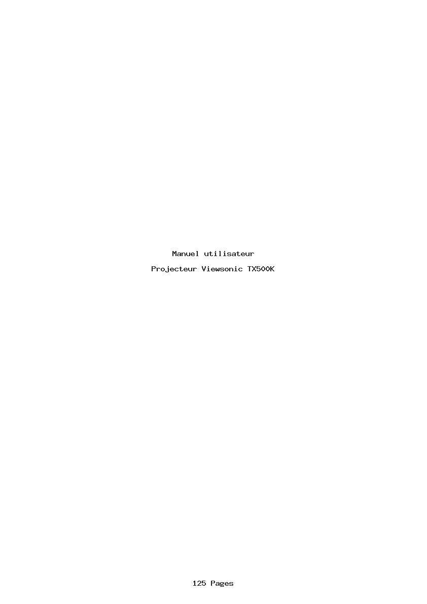 Page 1 de la notice Manuel utilisateur Viewsonic TX500K