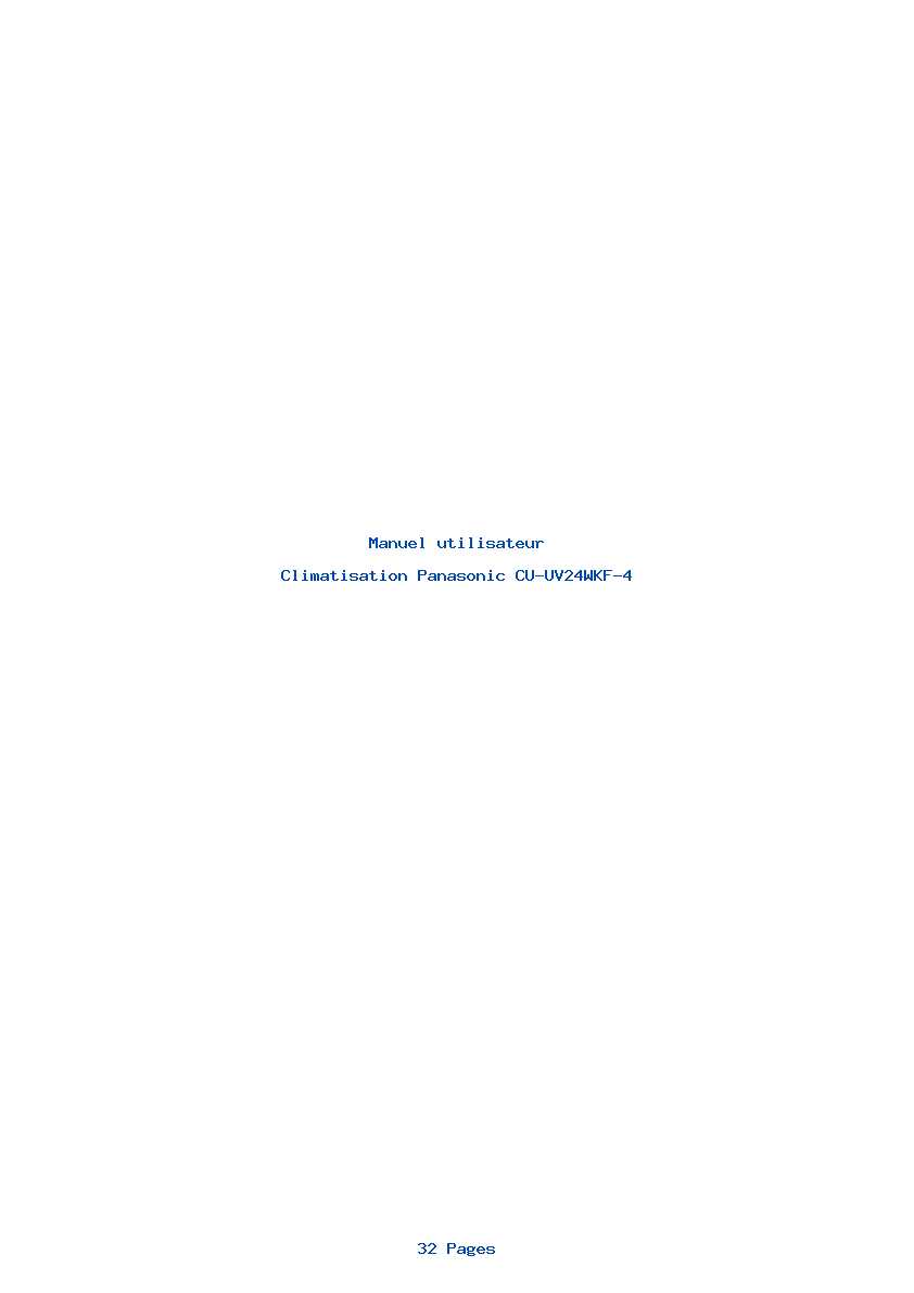 Page 1 de la notice Manuel utilisateur Panasonic CU-UV24WKF-4
