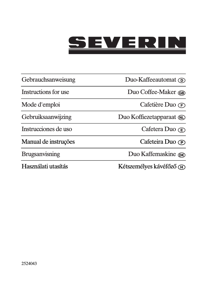 Page 1 de la notice Manuel utilisateur Severin KA 5825