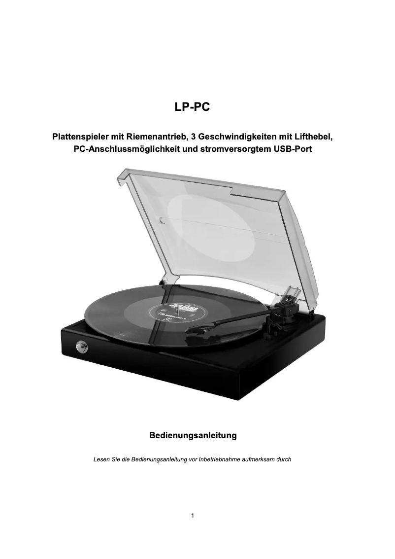 Page 1 de la notice Manuel utilisateur Reflecta LP-PC