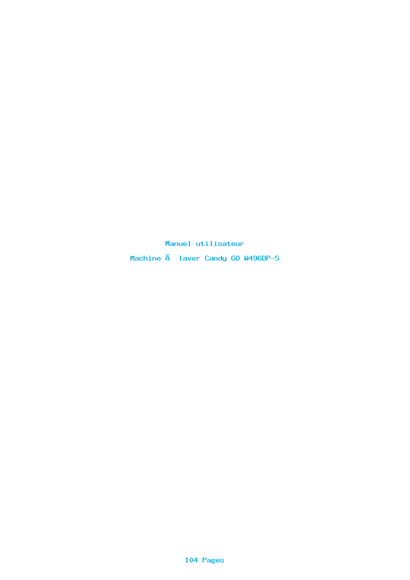Page 1 de la notice Manuel utilisateur Candy GO W496DP-S