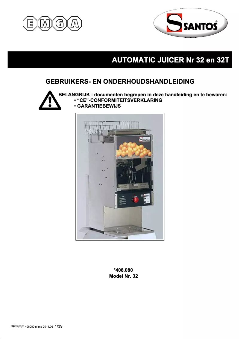 Page 1 de la notice Manuel utilisateur Santos N° 32