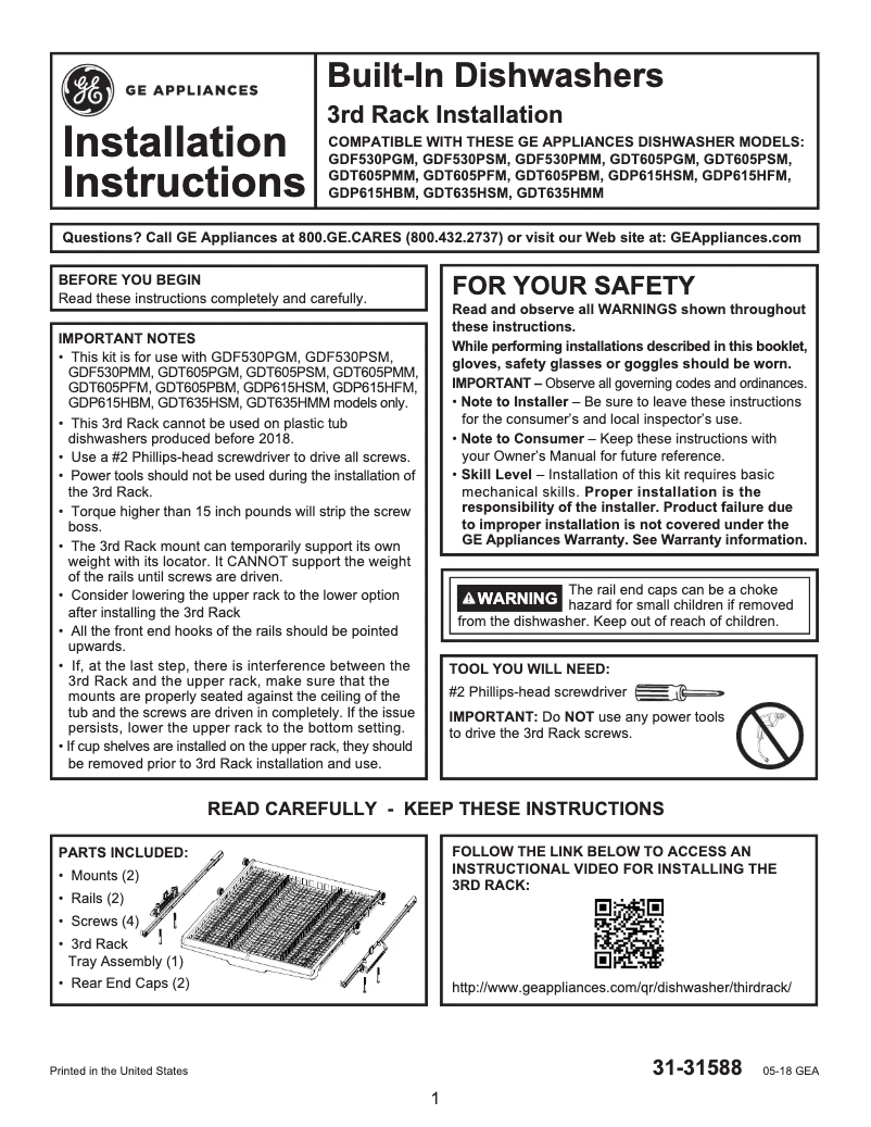 Página 1 del manual Manual de usuario GE GPF3RACK