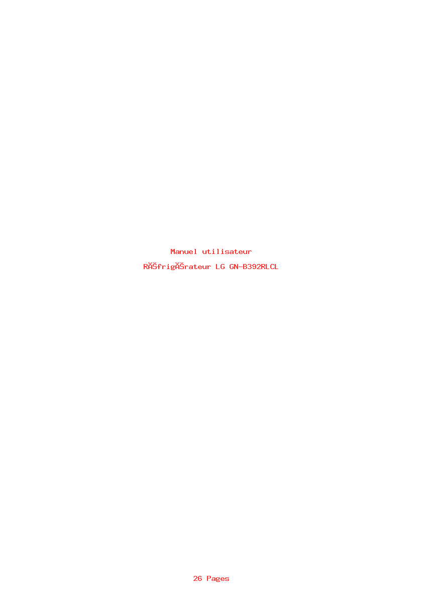 Page 1 de la notice Manuel utilisateur LG GN-B392RLCL