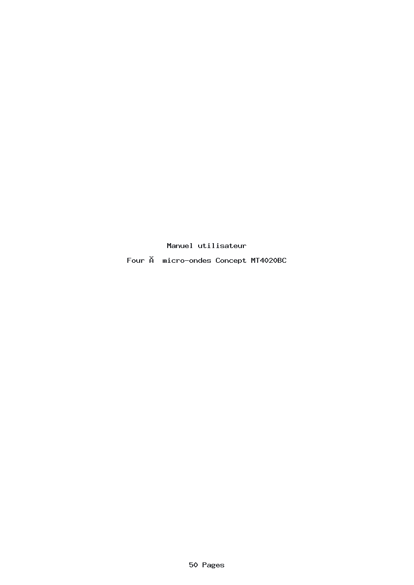 Page 1 de la notice Manuel utilisateur Concept MT4020BC