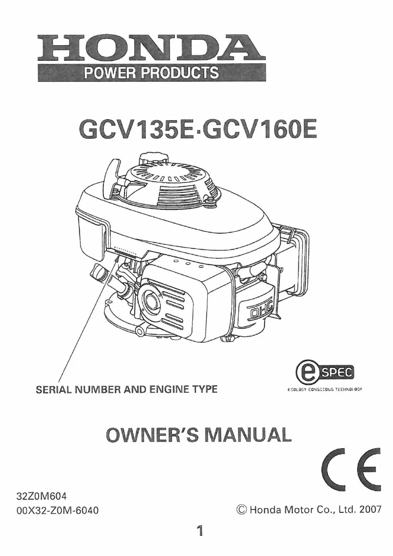 Page 1 de la notice Manuel utilisateur Honda GCV135E