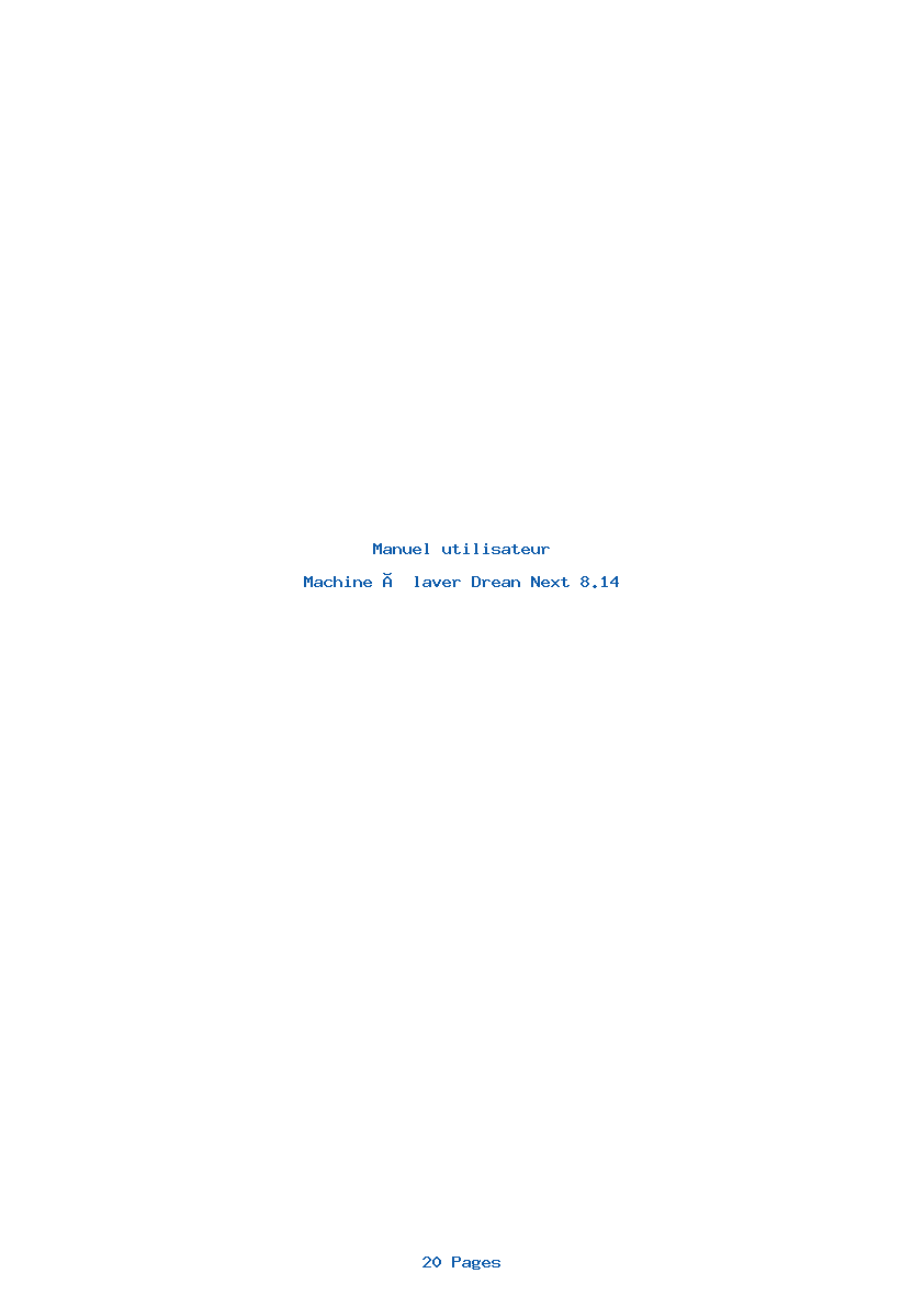 Page 1 de la notice Manuel utilisateur Drean Next 8.14