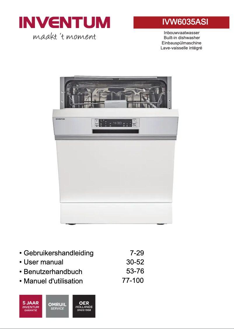 Page 1 de la notice Manuel utilisateur Inventum IVW6035ASI