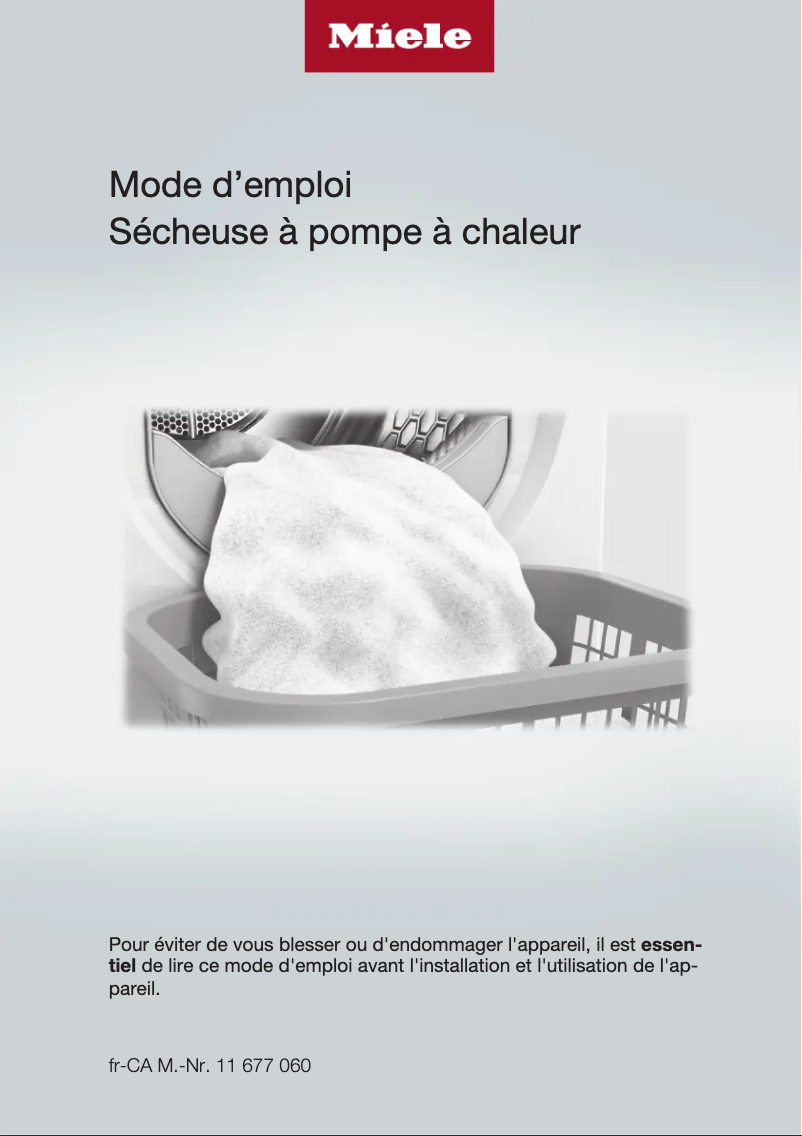Page 1 de la notice Manuel utilisateur Miele TXR860WP