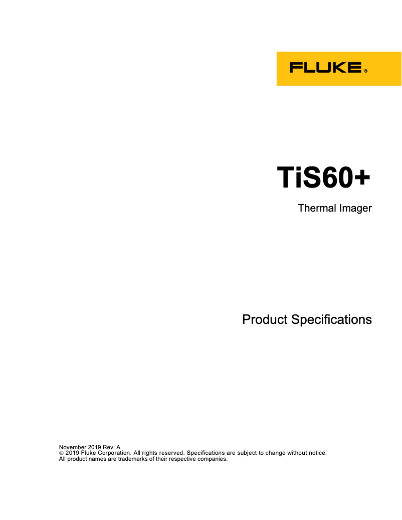 Page 1 of the manual Technical Sheet Fluke TiS60+
