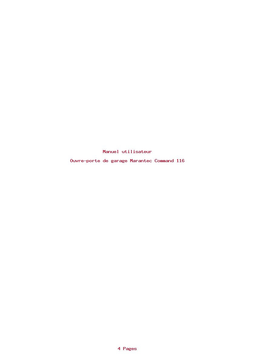 Page 1 de la notice Manuel utilisateur Marantec Command 116