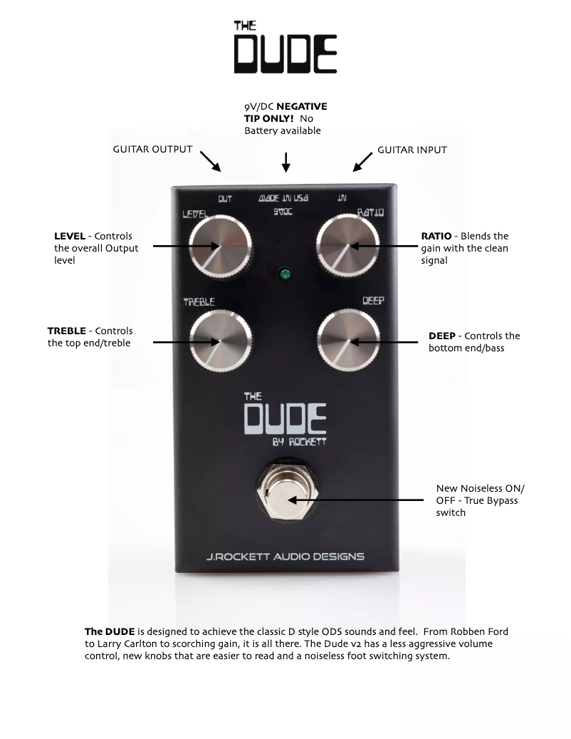 Page 1 of the manual User Manual J. Rockett Audio Designs The Dude