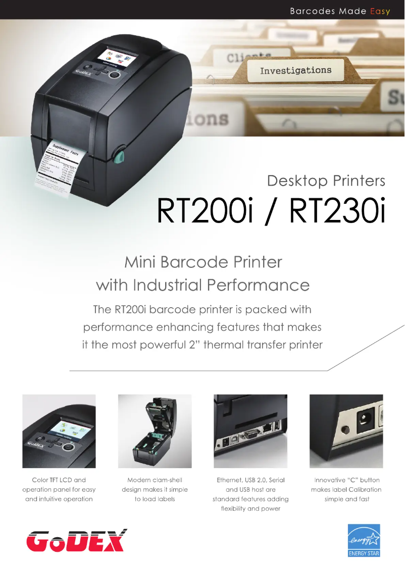 Page 1 de la notice Brochure Godex RT230i