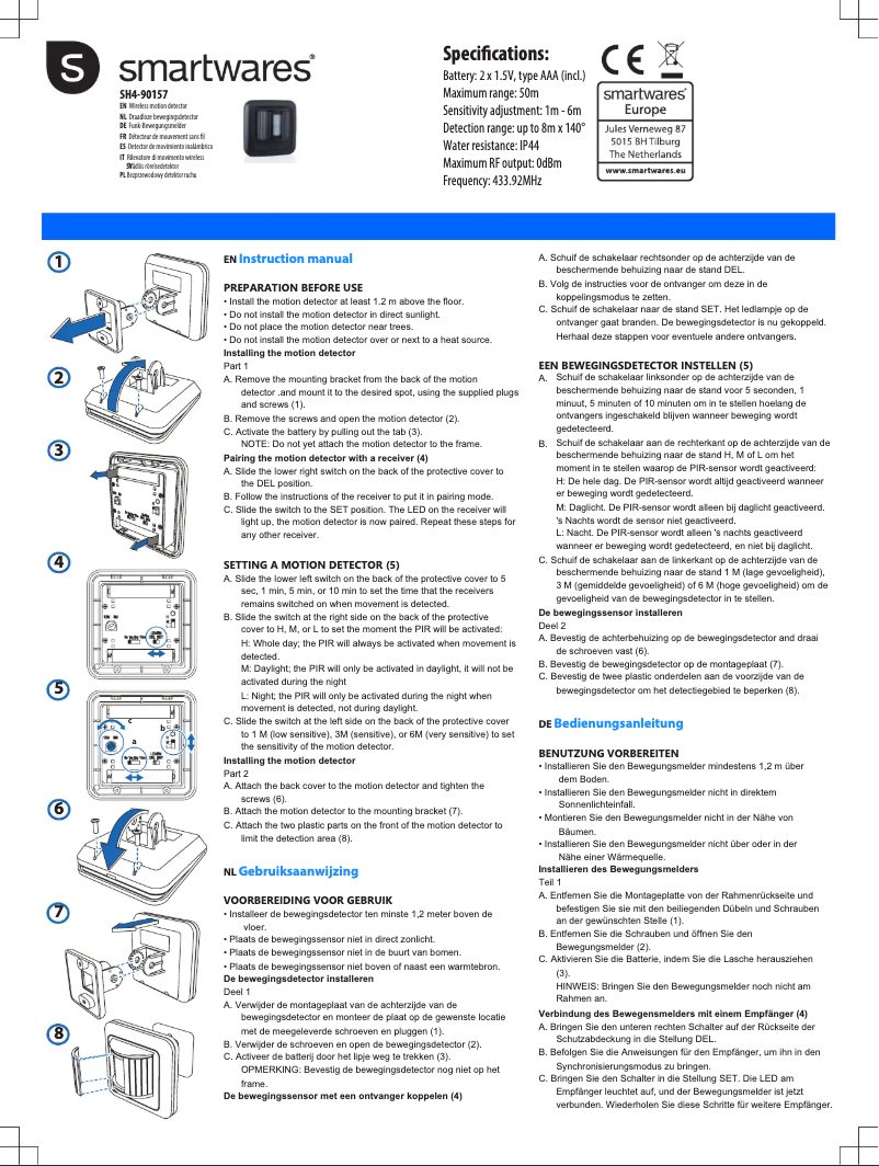 Página 1 del manual Manual de usuario Smartwares SH4-90157