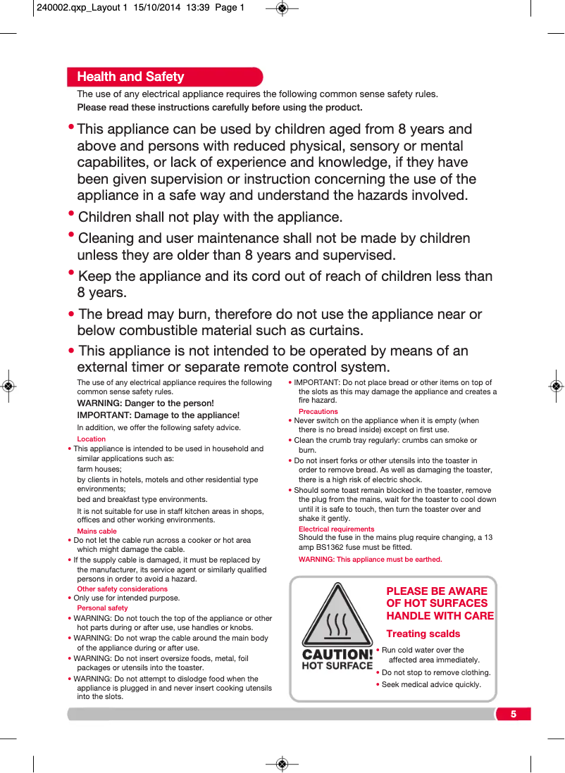 Page 1 de la notice Manuel utilisateur Morphy Richards Accents 240004