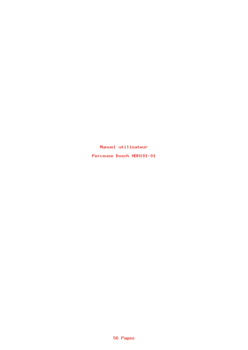 Page 1 de la notice Manuel utilisateur Bosch HDH181-01