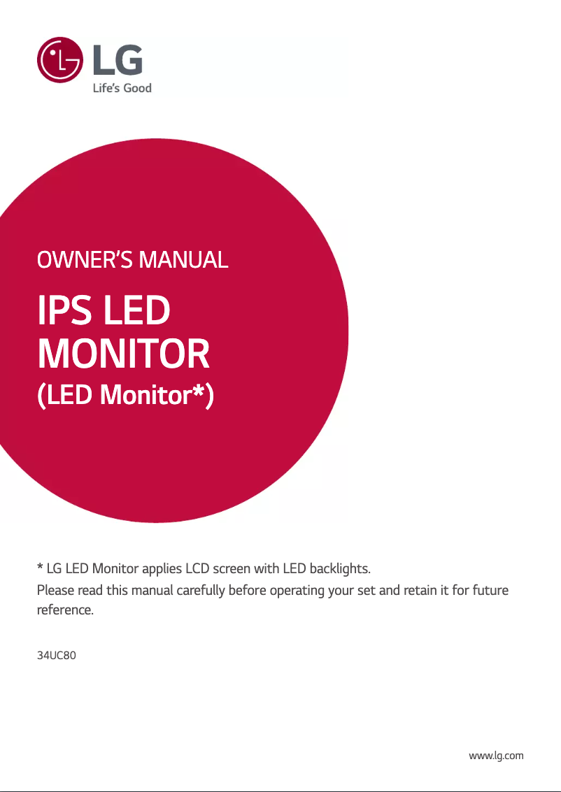 Page 1 de la notice Manuel utilisateur LG Ultrawide 34UC80