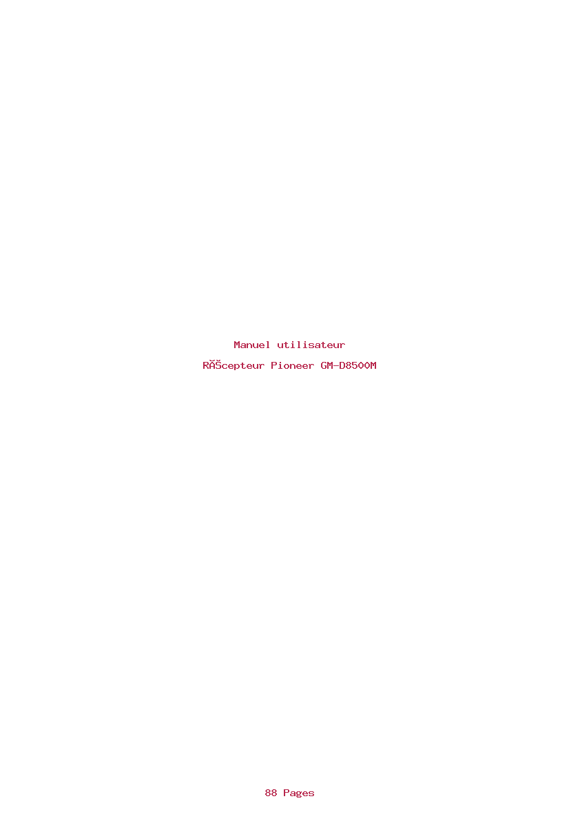 Page 1 de la notice Manuel utilisateur Pioneer GM-D8500M