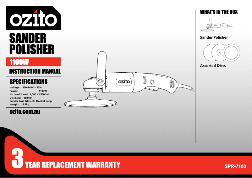 Page 1 de la notice Manuel utilisateur Ozito SPR-7100
