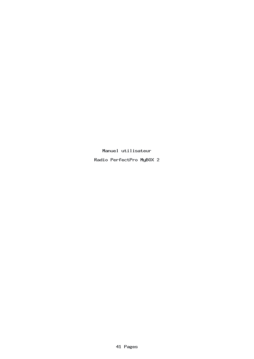 Page 1 de la notice Manuel utilisateur PerfectPro MyBOX 2