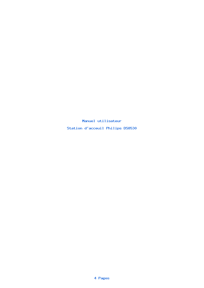 Page 1 de la notice Manuel utilisateur Philips DS8530