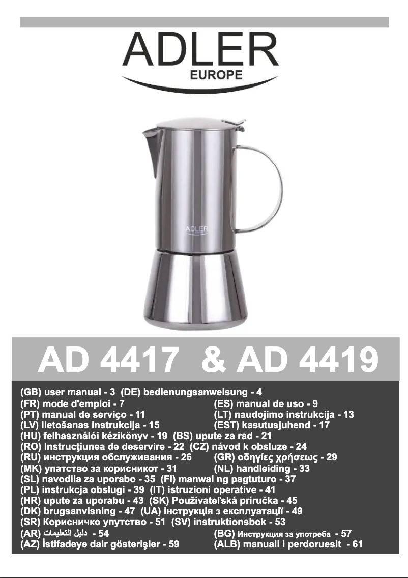 Page 1 of the manual User Manual Adler AD 4419