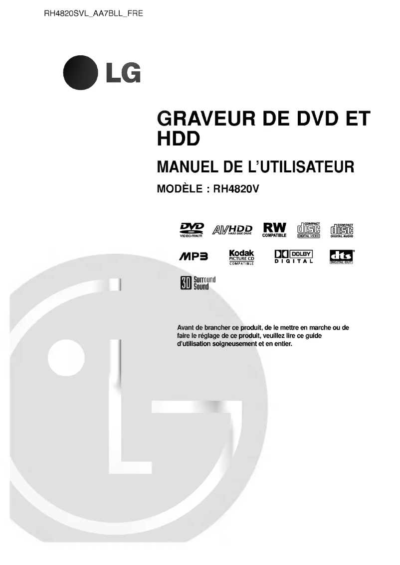 Page 1 de la notice Manuel utilisateur LG RH4820SVL