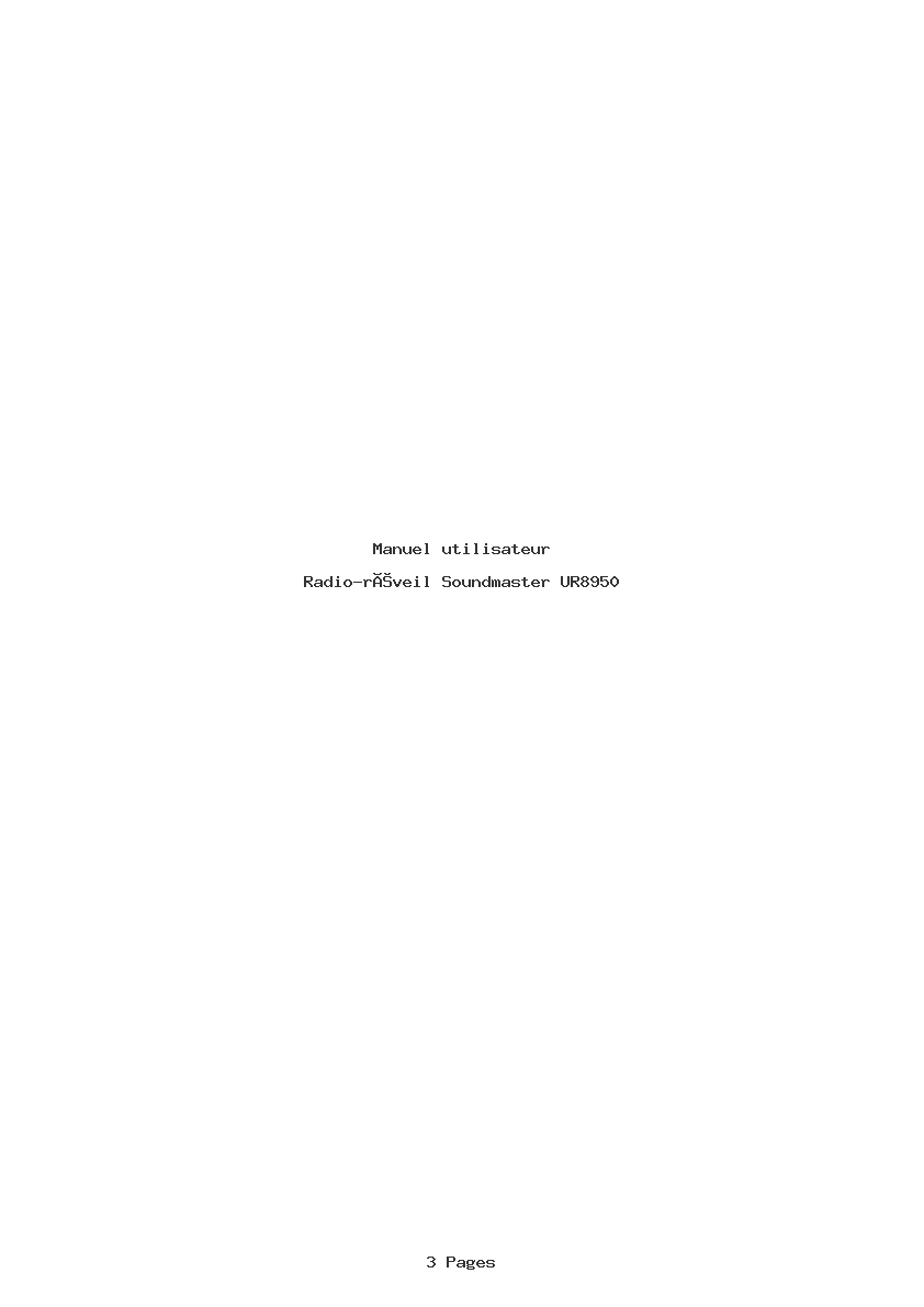 Page 1 de la notice Manuel utilisateur Soundmaster UR8950