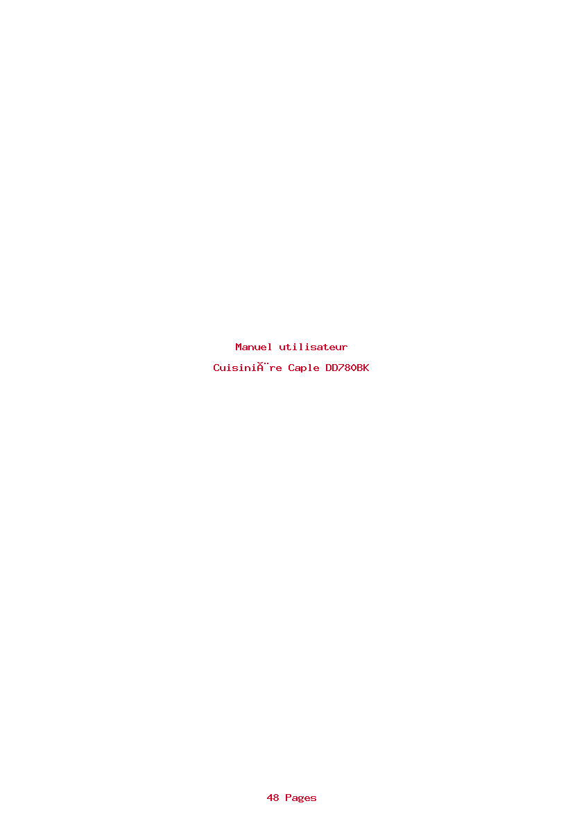 Page 1 de la notice Manuel utilisateur Caple DD780BK