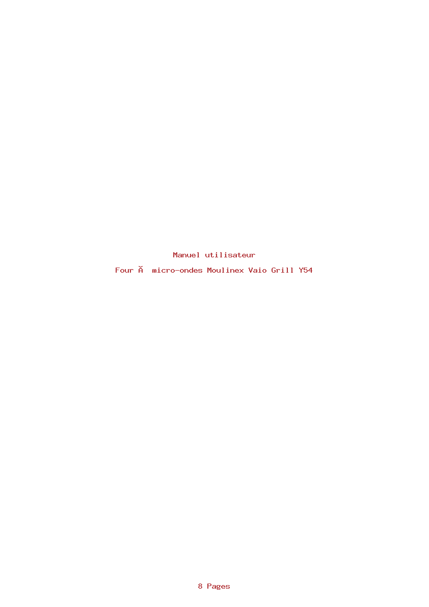Page 1 de la notice Manuel utilisateur Moulinex Vaio Grill Y54