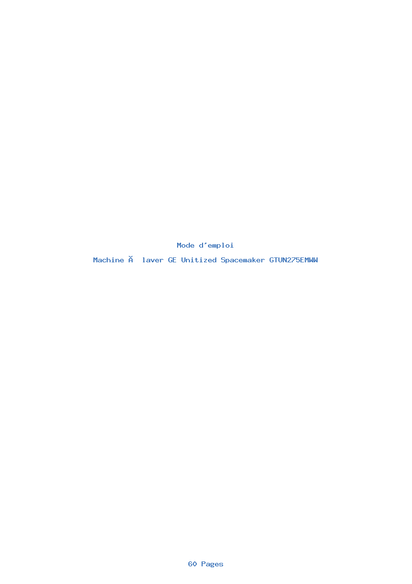 Page 1 de la notice Mode d'emploi GE Unitized Spacemaker GTUN275EMWW