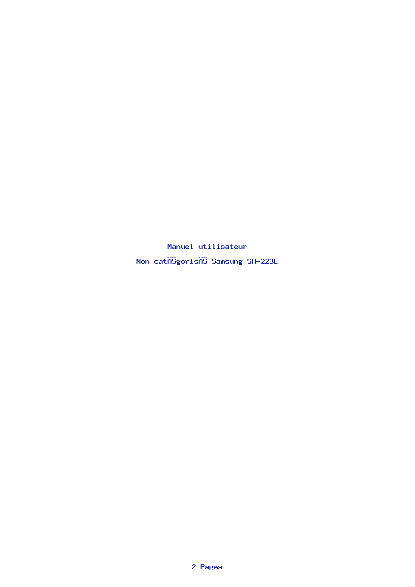 Page 1 de la notice Manuel utilisateur Samsung SH-223L