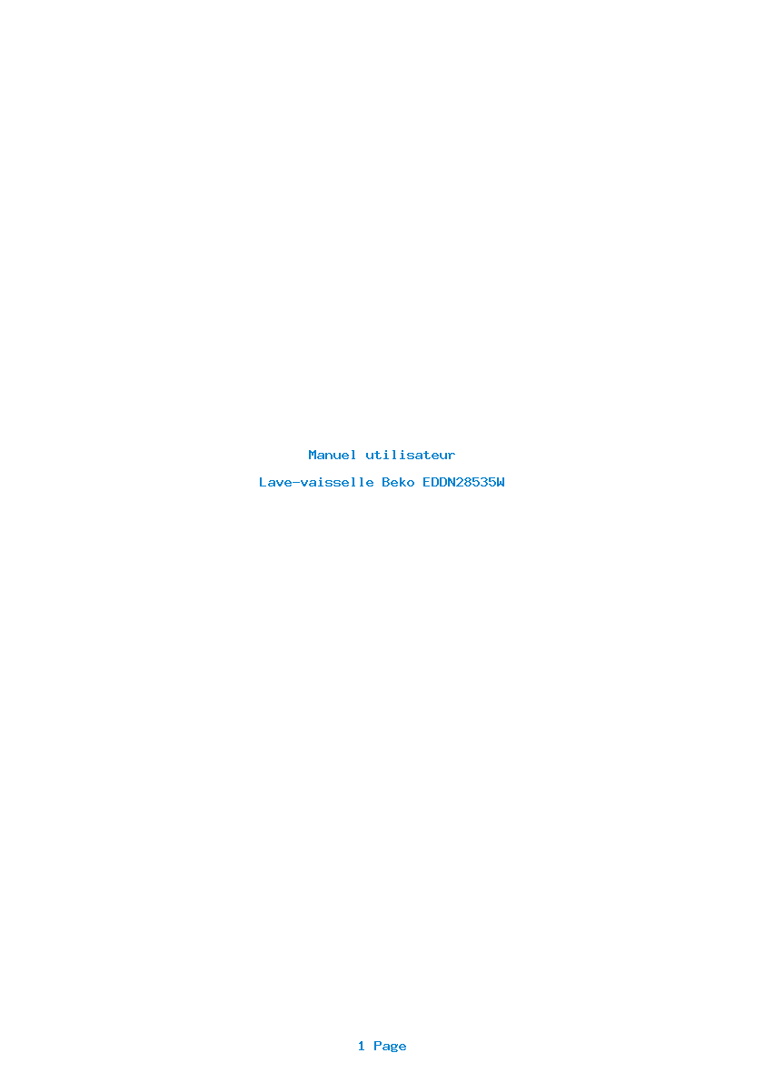 Page 1 de la notice Manuel utilisateur Beko EDDN28535W
