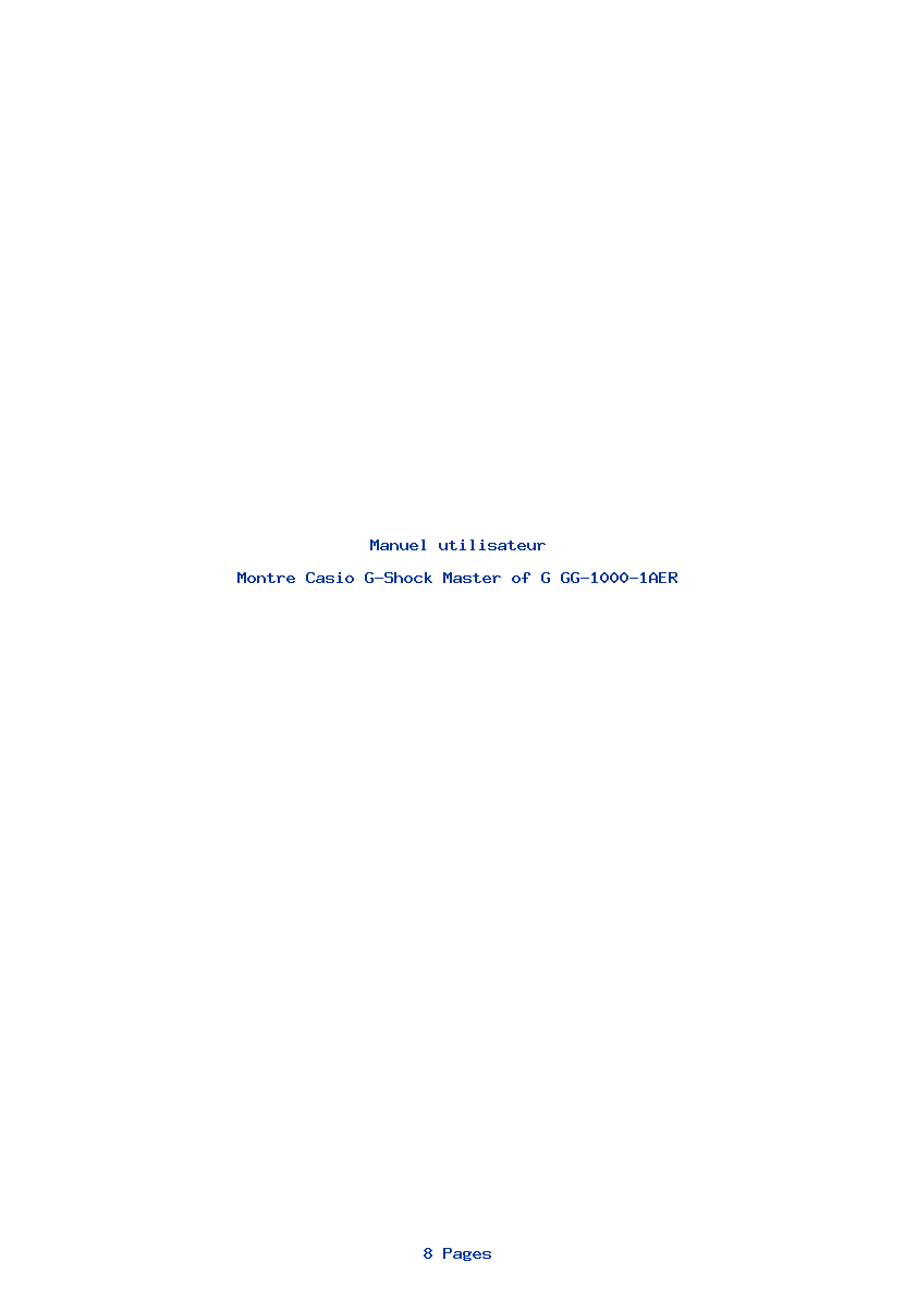 Page 1 de la notice Manuel utilisateur Casio G-Shock Master of G GG-1000-1AER