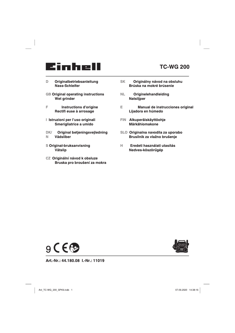 Page 1 de la notice Manuel utilisateur Einhell TC-WG 200