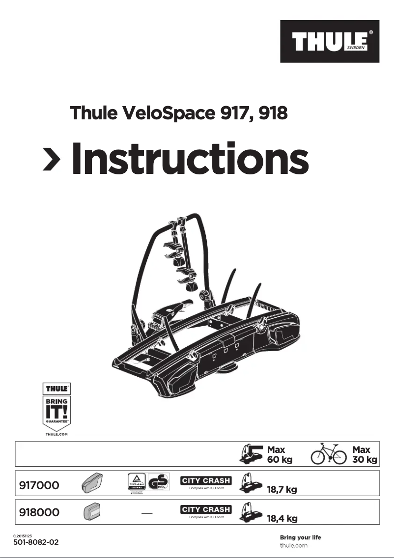 Page 1 of the manual User Manual Thule VeloSpace 918