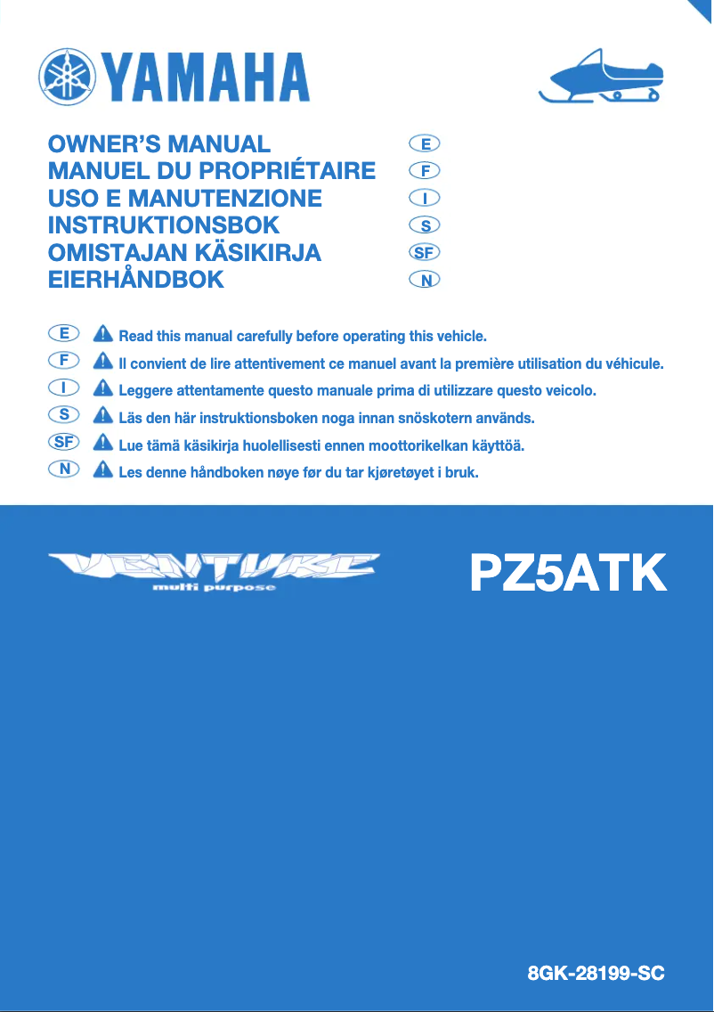 Page 1 de la notice Manuel utilisateur Yamaha Venture MP (2019)