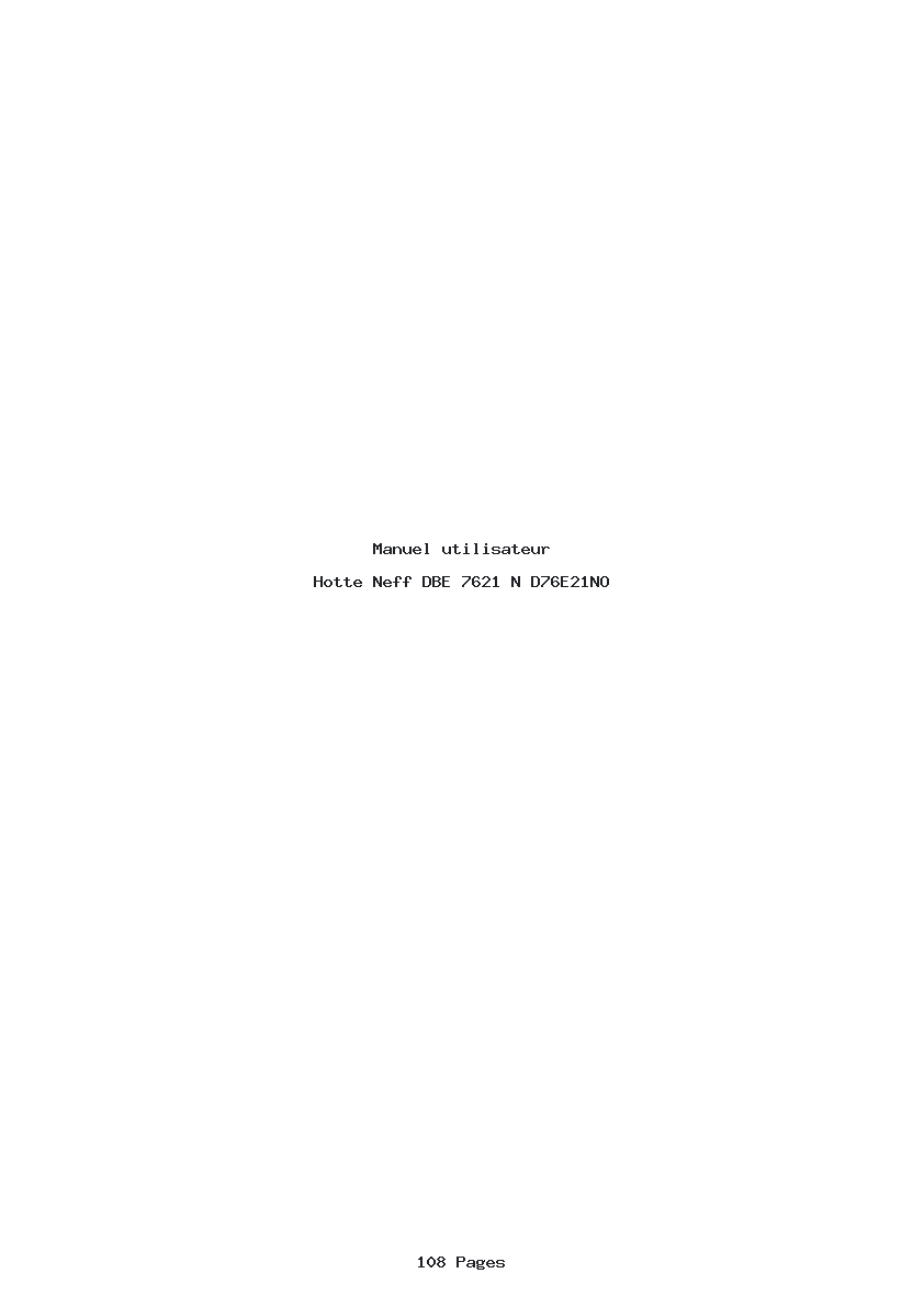 Page 1 de la notice Manuel utilisateur Neff DBE 7621 N D76E21NO