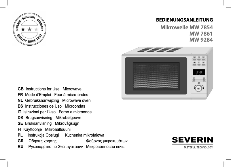 Page 1 de la notice Manuel utilisateur Severin MW 9284