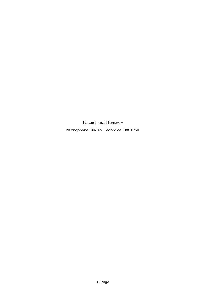 Page 1 de la notice Manuel utilisateur Audio-Technica U891RbO