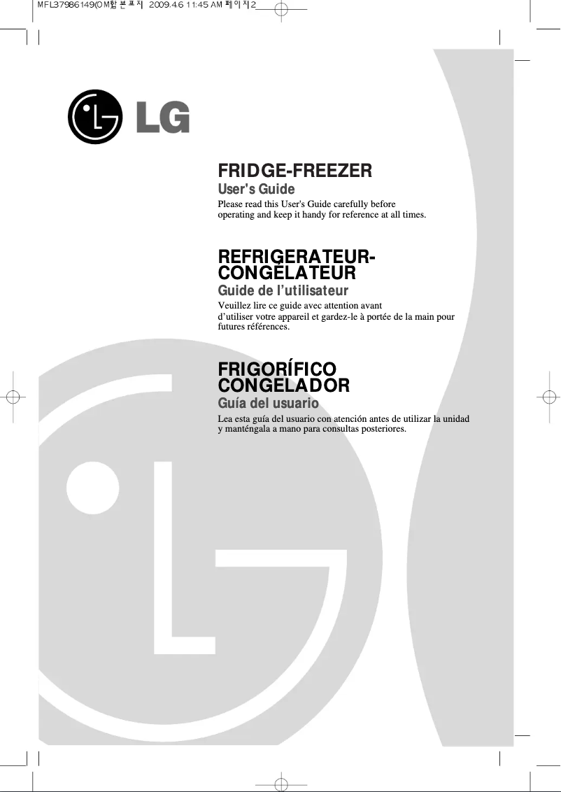 Page 1 de la notice Manuel utilisateur LG GR-B4591WHT