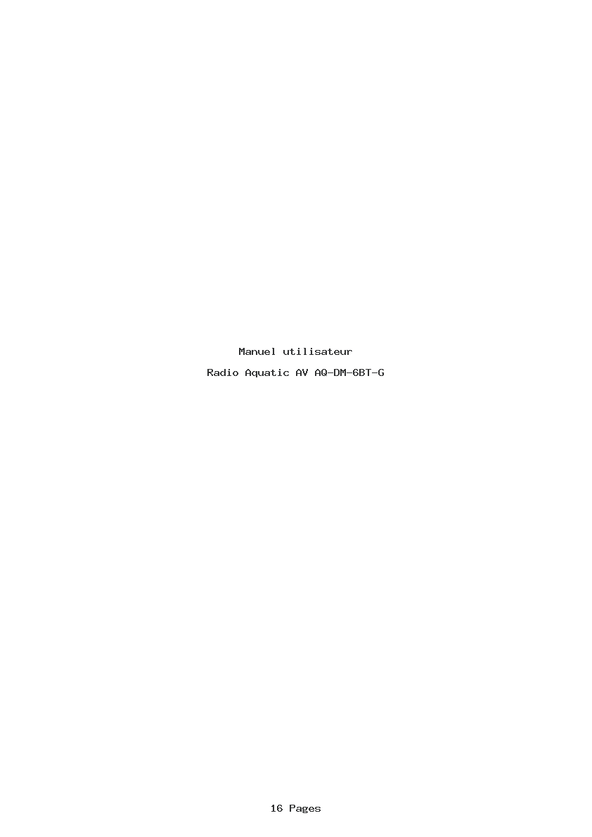 Page 1 de la notice Manuel utilisateur Aquatic AV AQ-DM-6BT-G