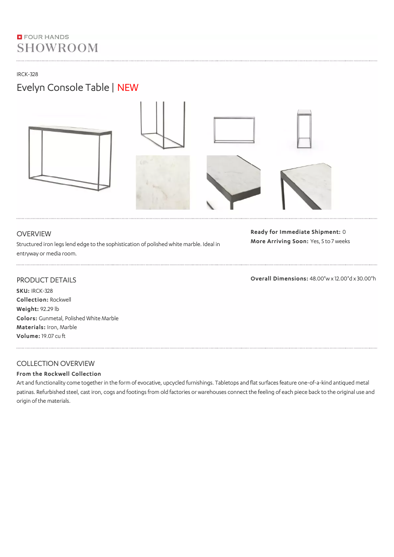 Page 1 de la notice Manuel utilisateur Four Hands Rockwell IRCK-328