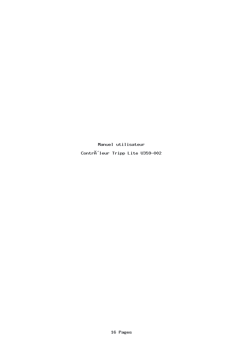 Page 1 de la notice Manuel utilisateur Tripp Lite U359-002