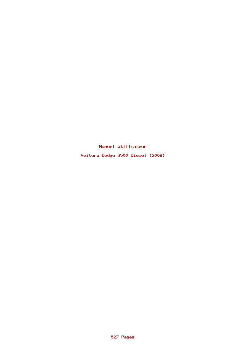 Page 1 de la notice Manuel utilisateur Dodge 3500 Diesel (2008)