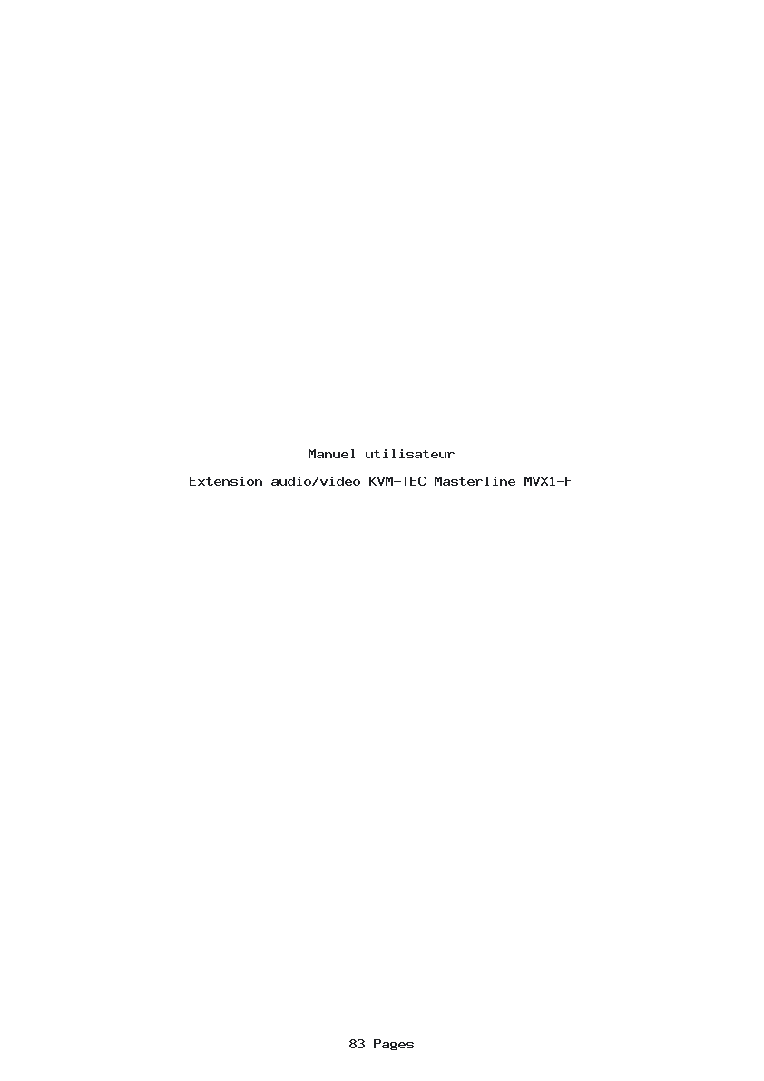 Page 1 de la notice Manuel utilisateur KVM-TEC Masterline MVX1-F
